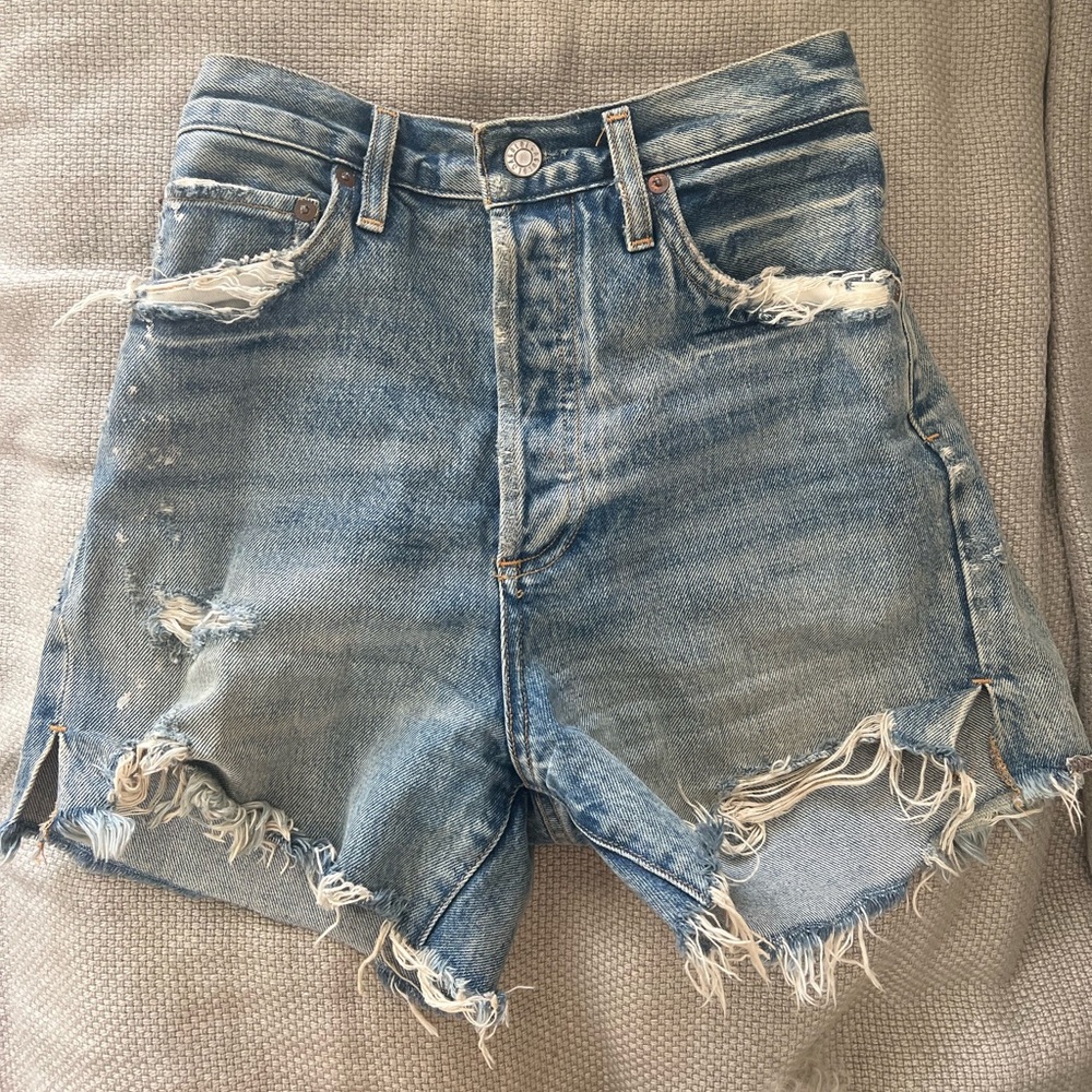 Agolde denim Sz 26 , high waisted distressed, medium wash. Reg price $140!